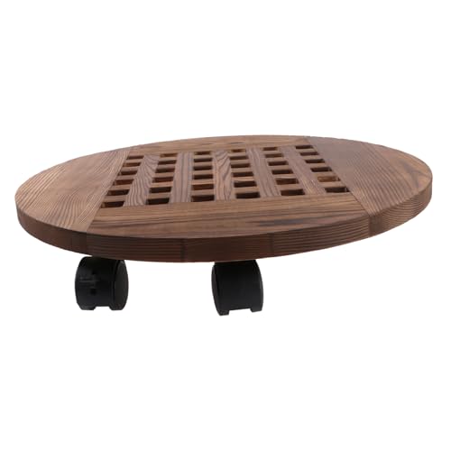 TOYANDONA Basis Für Blumentöpfe Tablett Groß Untertasse Pflanzen Mehrere Anlage Beweglich Pflanzgefäß Mit Ständer Halter Drinnen Runden Schubkarre Brown Hölzern von TOYANDONA