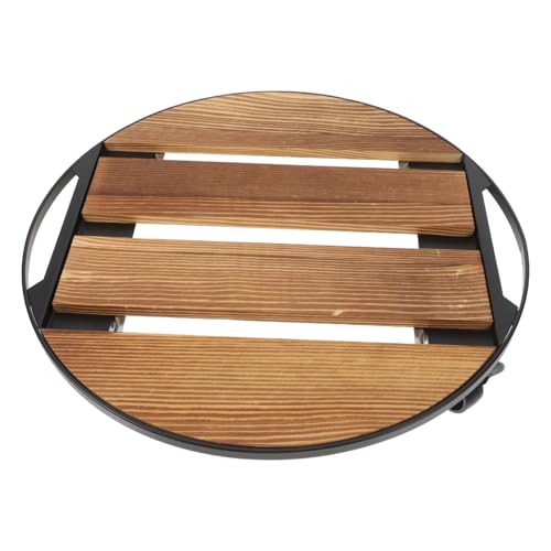 TOYANDONA Basis für Blumentöpfe Rollwagen für Pflanzen Pflanzenrollwagen rund gartenmöbel blumenständer Robuster Pflanzenständer Pflanzenwagen mit Rädern Topfpflanzenbeweger Holz Coffee von TOYANDONA