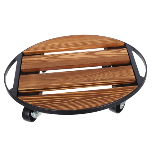 TOYANDONA Basis für Blumentöpfe Rollwagen für Pflanzen Pflanzentrolley rund gartenzubehör Blumentopfwagen Dekorativer Pflanzenständer Blumentopfbeweger Pflanzenständer aus Holz Coffee von TOYANDONA