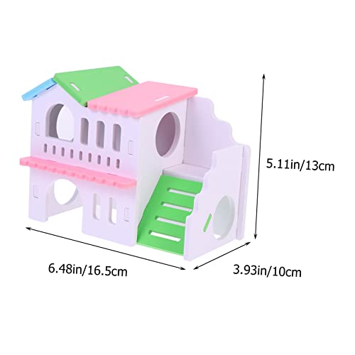TOYANDONA Buntes Hamsterhaus aus Holz Doppeltstöckige Kleintiervilla mit Balkon Stabiles Nagerversteck für Zwerghamster und Kleine Haustiere Spielerisches Mehrkammeriges Holzhaus für TOYANDONA Buntes Hamsterhaus aus Holz Doppeltstöckige Kleintiervilla mit Balkon Stabiles Nagerversteck für Zwerghamster und Kleine Haustiere Spielerisches Mehrkammeriges Holzhaus für von TOYANDONA