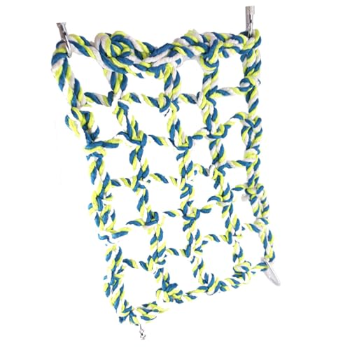 TOYANDONA Buntes Kletternetz aus Baumwollseil für Papageien Kleintier hängematte Robust Atmungsaktiv Kauspielzeug Vogelkäfig zubehör Bewegung und Krallenpflege von TOYANDONA