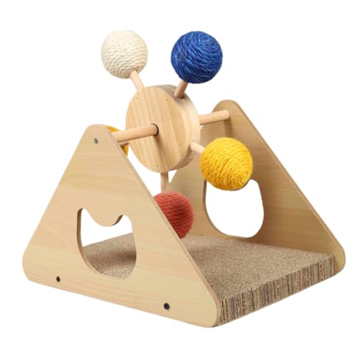 TOYANDONA Cat Scratching Post Scratcher Toy aus Holz mit Interaktivem Ball Portable Kratzmatte für Katzen Schutz von Möbeln Bewegung Zufällige Farbe TOYANDONA Cat Scratching Post Scratcher Toy aus Holz mit Interaktivem Ball Portable Kratzmatte für Katzen Schutz von Möbeln Bewegung Zufällige Farbe von TOYANDONA