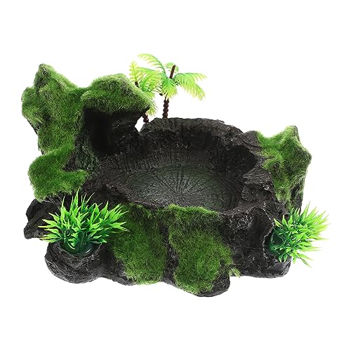 TOYANDONA Dekorativer Reptiliennapf aus Harz Natürliche Wasserschale für Terrarien Futternapf für Schildkröten Geckos und Kleine Reptilien Zubehör für Tierfütterung von TOYANDONA