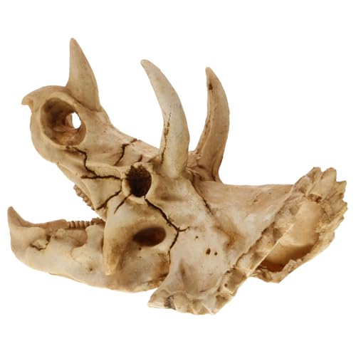 TOYANDONA Dinosaurierschädel Aquarium Versteck für Reptilien Ornament aus Harz für Gecko und Schildkröte Dekoration für Fischtanks von TOYANDONA