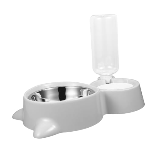 TOYANDONA Doppelschüsselförderer Trinken Futterspender Hund Wassernapf Schüsseln Wasserspender Für Hunde Automatisch Hundenäpfe Groß Wasserflasche Haustierbedarf Futternapf Plastik Grey von TOYANDONA