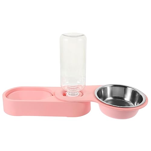 TOYANDONA Drehbarer Katzenfutternapf mit Automatischem Wasserspender Faltbarer Doppelnapf für Haustiere rutschfest Praktisch und Leicht zu Reinigen Pinkes Design für Katzen und Kleine Hunde von TOYANDONA