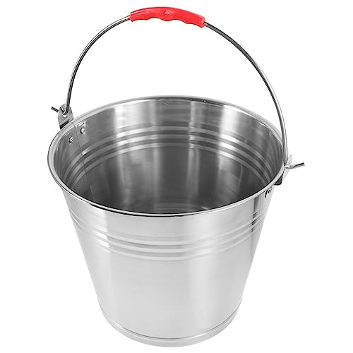TOYANDONA Edelstahl Futtereimer mit Tragegriff Robuster Pferde Wassereimer für Stall und Weide Vielseitiger Multipurpose Eimer für Futter Wasser und Milch Praktische Transportlösung von TOYANDONA