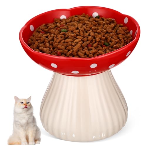 TOYANDONA Erhöhter Keramik Katzennapf Pilzform Whisker Freundlich Und Kippsicher Für Gesunde Fressgewohnheiten Und Optimalen Für Ihre Für Futter von TOYANDONA