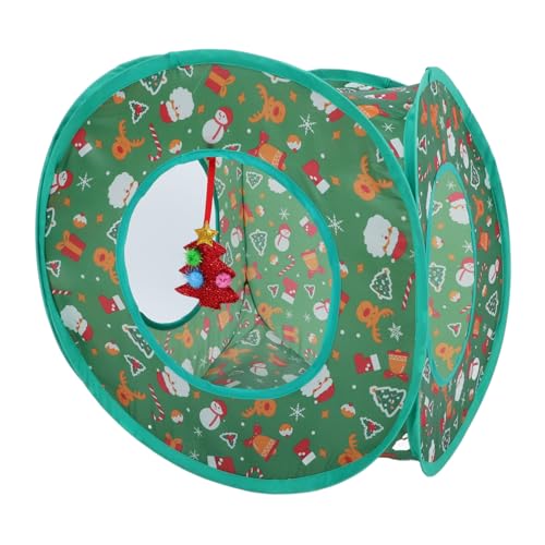 TOYANDONA Faltbarer Interaktiver Katzen Tunnel für Drinnen Weihnachtskatzen Versteckspielzeug Spieltunnel für Kätzchen Zusammenklappbarer Katzenschlauch für und Spielspaß von TOYANDONA