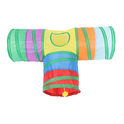 TOYANDONA Faltbarer Katzentunnel mit DREI Kanälen Buntes Katzenspielzeug für Katzen Kaninchen Hamster und Kleine Haustiere Interaktives Rascheltunnel für Zusätzlichen Spielspaß und von TOYANDONA