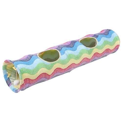 TOYANDONA Faltbarer Katzentunnel mit Langlebigem Material und Regenbogenmuster Interaktives Kätzchenspielzeug für Wohnungskatzen Platzsparend und Robust für Langanhaltenden Spielspaß von TOYANDONA