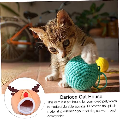 TOYANDONA Halbgeschlossenes Katzenhaus Warmer Haustier Schlafplatz Winterzelt für Kleine Katzen und Hunde Kuscheliges Indoor Katzenbett mit Privatem Rückzugsort und Weichem Material von TOYANDONA