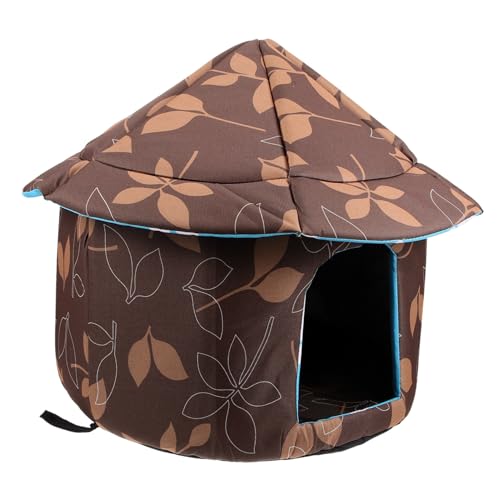 TOYANDONA Halbgeschlossenes Katzenhaus aus Oxford Abnehmbar und Warmes Nest für Katzen für Drinnen und Draußen für Kalte Monate von TOYANDONA