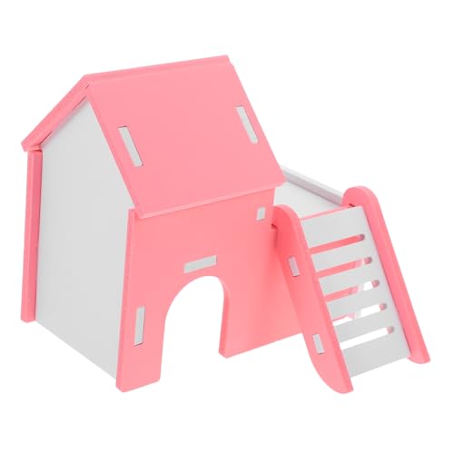 TOYANDONA Hamster Haus mit Rampe Kleintier Versteck und Schlafplatz Spielhaus für Kleine Nager Wie Hamster und Chinchilla Privater Rückzugsort und Ruhezone Rosa Großer Unterschlupf von TOYANDONA