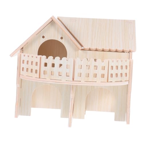 TOYANDONA Hamster Holzhaus mit Doppeltem Etagen Design aus Natürlichem Holz Transparenten Sichtfenstern für Beobachtung Leicht zu Reinigen als Natürlicher Lebensraum für Kleine Hamster von TOYANDONA