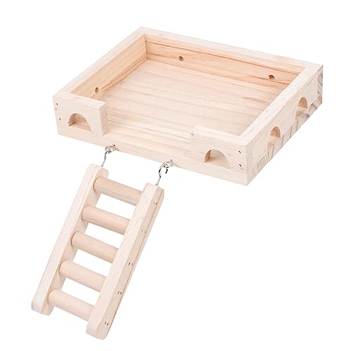 TOYANDONA Hamster Holzplattform mit Kletterleiter Stabiler Hamster Käfig Zubehör für Kleintiere für DIY Habitat und Sichere Spielumgebung Langlebig und Natürliche von TOYANDONA