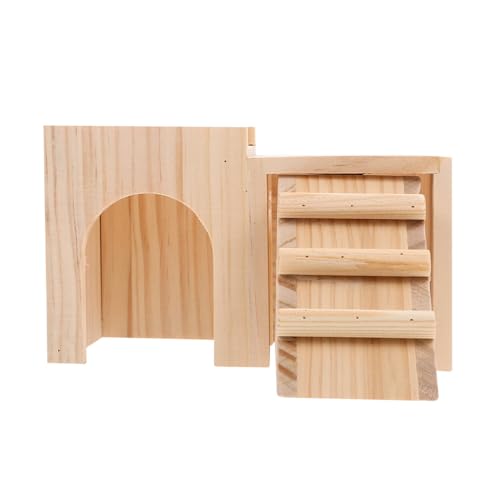 TOYANDONA Hamster Holzversteck mit Leiter Kleintier Nest für Schlaf und Spiel Wetterfestes Haustierhaus Privater Rückzugsort für Hamster Chinchilla und Kleine Nager Natürlicher Holzschutz von TOYANDONA