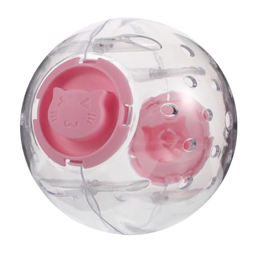 TOYANDONA Hamster Laufball Hamster Hamsterball Hamster beschäftigung Hamster Spielgerät Hamster zubehör Hamsterspielzeug und Zubehör Hamsterbedarf Hamsterrad aus Holz Plastik Rosa von TOYANDONA