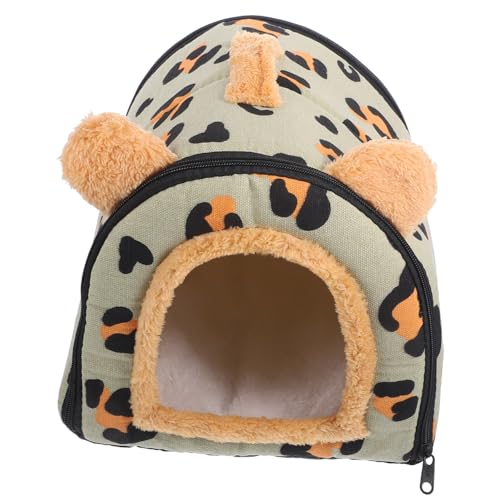 TOYANDONA Hamster Plüschversteck für Kleine Warmes Schlafhaus für Hamster und Meerschweinchen für Winter Grünem Leopardenmuster zu Reinigen von TOYANDONA