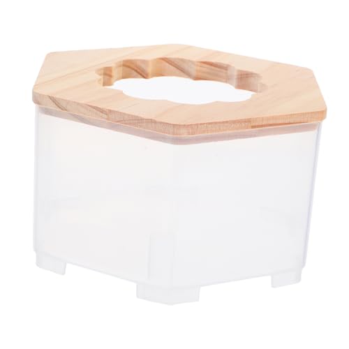 TOYANDONA Hamster Sandbad Badewanne Toilette und Sandbad mit Abnehmbarem Deckel aus Transparentem Holz Großes Hamster Badezimmer Zubehör für und Hygiene Kleiner Nager von TOYANDONA