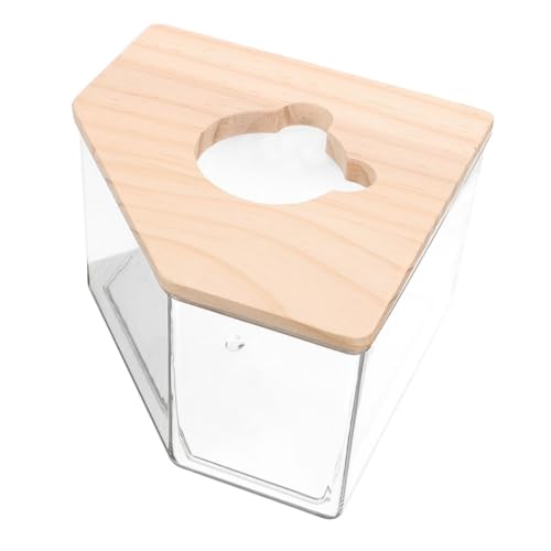 TOYANDONA Hamster Sandbad Box aus Transparentem Kunststoff mit Holzrahmen Multifunktionale Kleine Haustier Toilette und Sandbad für Hamster Rennmäuse Chinchillas Leicht und Langlebig von TOYANDONA