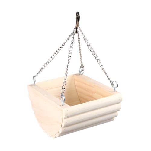 TOYANDONA Hamster Schaukel Nest aus Holz Hängendes Boot Schlafplatz für Kleine Haustiere Wie Hamster und Papagei Stabile Kette Komfortable Hängematte für Käfig und Fensterbereich von TOYANDONA