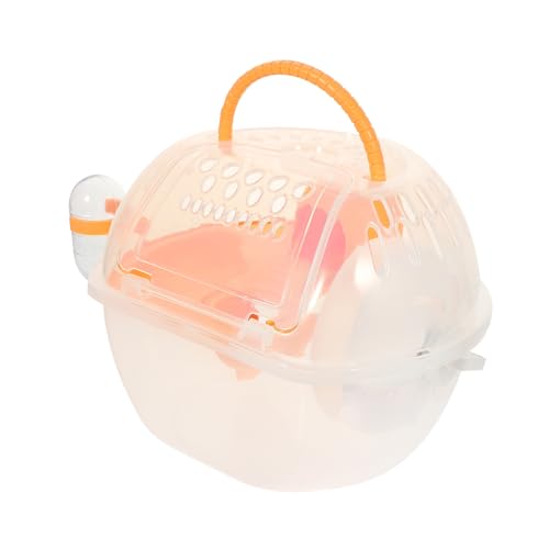 TOYANDONA Hamster Tragetasche mit Design Tragbarer Käfig für Hamster Meerschweinchen Kleintiere Atmungsaktiv für Reisen Ausflüge mit Praktischem Griff Orange von TOYANDONA
