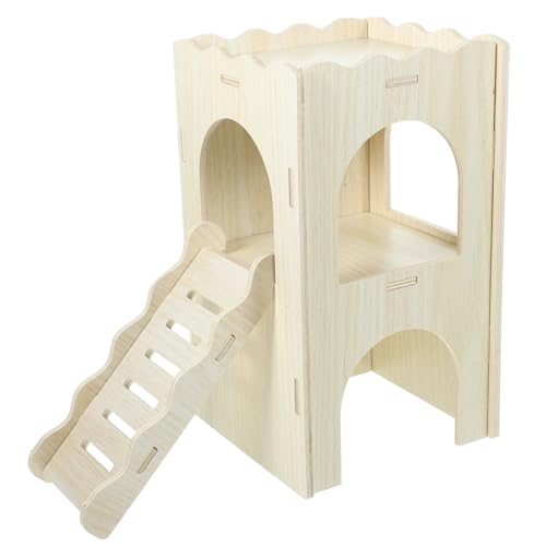 TOYANDONA Hamster Versteck Holzhaus mit Rampe Mehrstöckiges Kleintierhaus aus Sicherem Leichtem Massivholz Geeignet für Hamster Meerschweinchen und Kleine Nagetiere Bietet Rückzugs und TOYANDONA Hamster Versteck Holzhaus mit Rampe Mehrstöckiges Kleintierhaus aus Sicherem Leichtem Massivholz Geeignet für Hamster Meerschweinchen und Kleine Nagetiere Bietet Rückzugs und von TOYANDONA