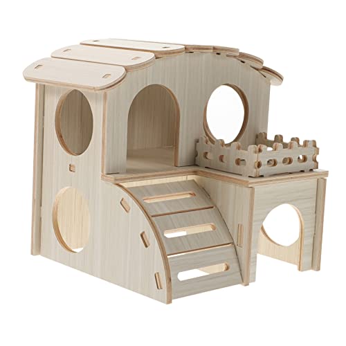 TOYANDONA Hamsterhaus Hamsterhütte Hamster- Haustiere drinnen Chinchilla-Spielhaus Bett Hamster hamsterspielzeug nagerhaus Kleintierkäfig Haustier schlafhaus Holzverbundplatte von TOYANDONA