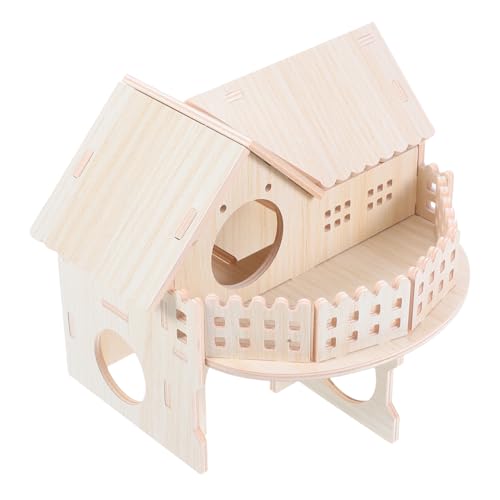 TOYANDONA Hamsterhaus Aus Holz Mit Doppeltem Etage Aktivitätsspielzeug Und Versteck Für Hamster Natürlich Und Einfach Zu Reinigen Mit Transparenten Fenstern von TOYANDONA