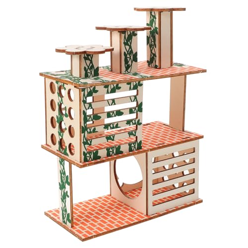TOYANDONA Hamsterversteck aus Holz mit Rampe Kleintier Spielhaus für Hamster Meerschweinchen und Kleine Haustiere Robust und Langlebig für Training von TOYANDONA