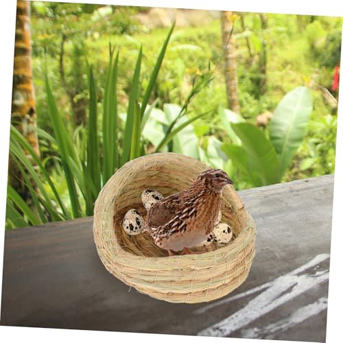 TOYANDONA Handgefertigtes Kleines Tierbrutbett aus Geflochtenem Naturstroh Stabiles Geräumiges Nest für Tauben Vögel Kaninchen und Nager Sicheres Zucht Legenest von TOYANDONA