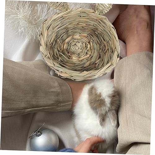 TOYANDONA Handgewebte Strohmatte Haustierbett Nest für Meerschweinchen Chinchillas Kleintiere Essbares Kauspielzeug Langlebige Sichere Ruhe und Beißmatte aus Natürlichem Stroh von TOYANDONA