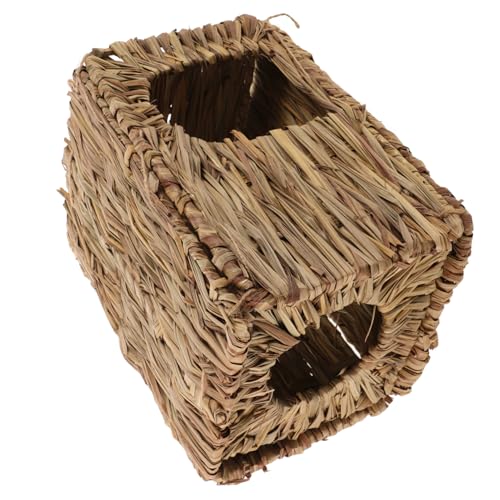 TOYANDONA Handgewebtes Kleintierhaus aus Natürlichem Gras Warmes Versteck und Nest für Kaninchen Meerschweinchen und Hamster Faltbares Kleines Haustierhäuschen Langlebig und Komfortabel von TOYANDONA