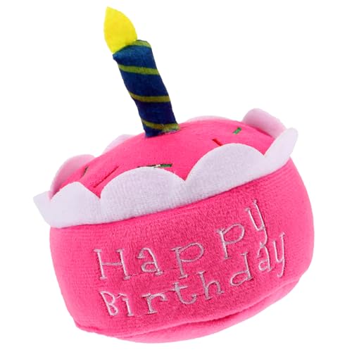 TOYANDONA Haustier-geburtstagskuchen-plüschtier Party Hundewelpen Hund Plüsch Hundeanreicherungsspielzeug Kuchen Quietschendes Hundespielzeug Haustiere Ausgestopft Hundeplüschspielzeug Rosa von TOYANDONA