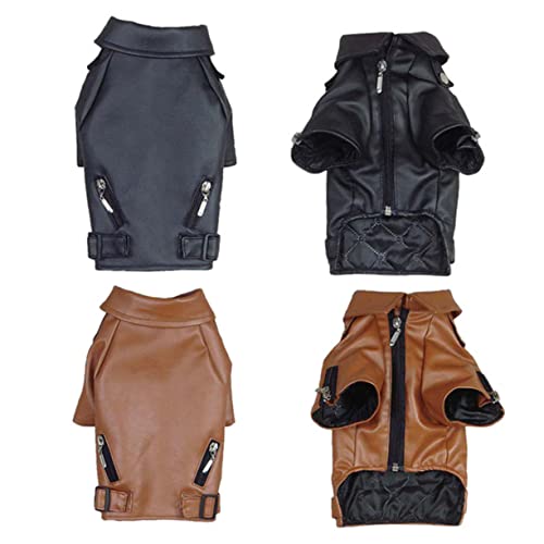 TOYANDONA Pet Dog Pu Wintermantel Für Hunde Winddichter Warmer Reißverschluss-welpenmantel Schwarz Geeignet Für von TOYANDONA