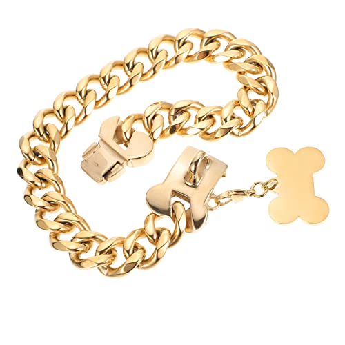 TOYANDONA Haustierhäufigkeit Halskette kleines hundehalsband Kette hundehalsband Kettenkragen Schild graviert dekorativer Haustier-Anhänger Hundedekoration Stahl Golden von TOYANDONA