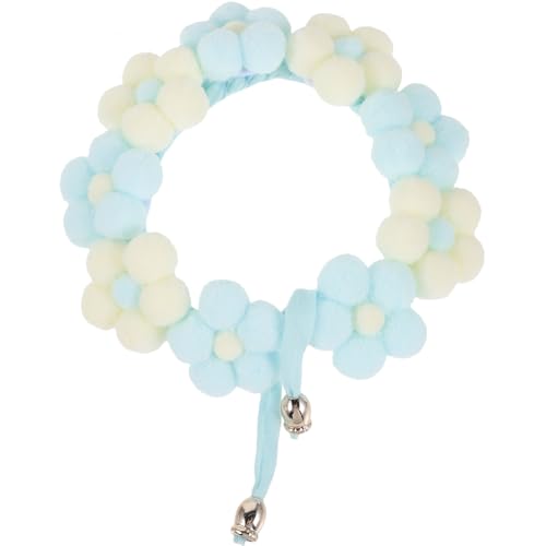 TOYANDONA Haustierhalsband Kragen Welpe Halsband für Haustiere Katze gestrickter Kragen Stoffhundkragen gestrickter Kragen für Haustiere Halsband für Welpen Katzenkragen Haarball Himmelblau von TOYANDONA