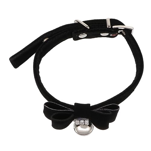 TOYANDONA Haustierhalsband Zubehör für Welpen Stichworte Haustiere hundehalsband licht tierkostüme pet Supplies hundekragen Glockenhalsband für Katzen Welpe Bogenhalsband Samtstoff Black von TOYANDONA