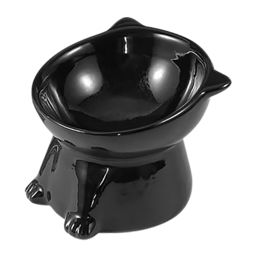 TOYANDONA Erhöhter Katzennapf Aus Keramik Mit Ergonomischem Design Robuster Leichter Und Praktischer Futternapf Mit Niedlichem Tier-Motiv Für Entspanntes Fressen Und Trinken Nackenbelastung von TOYANDONA