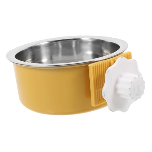 TOYANDONA Haustiernapf Hamster Katzen tierfutter Welpennäpfe aus Edelstahl Zubehör für Hundekisten Kiste Schüssel hängende Hundenäpfe für Zwinger Futternäpfe für Papageien Abs Yellow von TOYANDONA