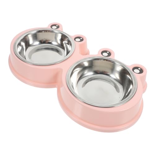 TOYANDONA Haustiernapf katzenfutter Katzennahrung Doppelschüssel für Haustiere Rutschfester Hundenapf Niedliches Design Hundenapf Hundenäpfe süße Katzenschalen Hündchenschüsseln Abs Rosa von TOYANDONA