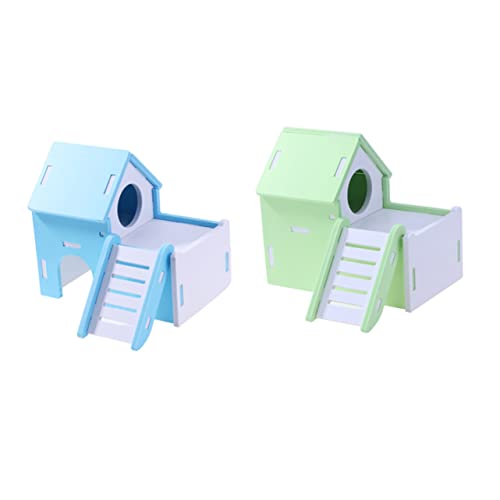 TOYANDONA Hölzernes Hamsterhaus Mit Treppe Kleines Haustier Schlaf Und Versteckhaus Perfektes Hamsterzubehör Für Zwerghamster Und Andere Nager von TOYANDONA