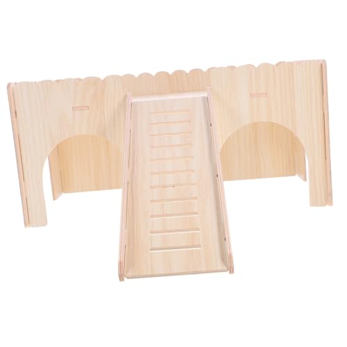 TOYANDONA Holz Hamsterhaus mit Rutsche Stabiles Schlaf Spielhaus für Hamster Meerschweinchen Chinchillas Langlebiges Kauspielzeug und Rückzugsort für Kleine Nagetiere von TOYANDONA