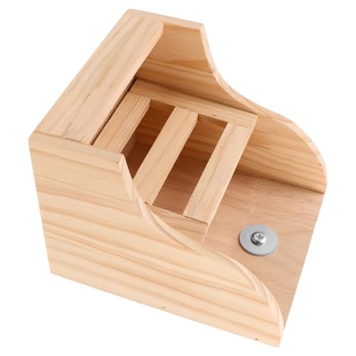 TOYANDONA Holz Heuraufe mit Napf Futterspender für Kaninchen Meerschweinchen Chinchilla Stabiles Design Fest Fixierter Heurack Natürliches Material Einfache Installation von TOYANDONA