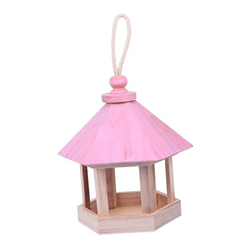 TOYANDONA Holz Vogelhaus Hängendes aus Naturholz Vogelfutterspender für Garten Vogelunterkunft Wetterfestes Design für Wildvögel Pinkes für Hochzeiten und Partys von TOYANDONA