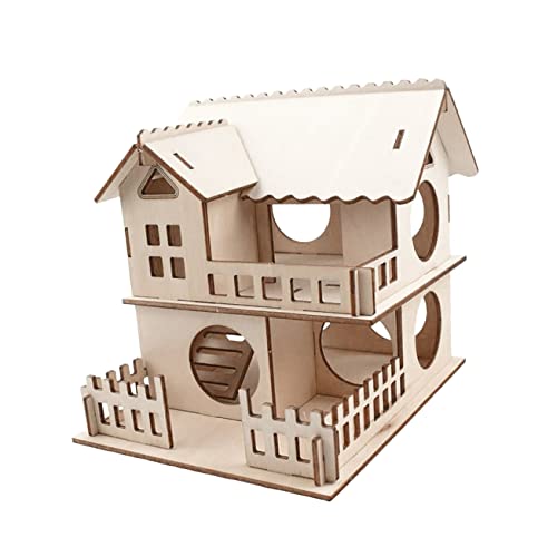 TOYANDONA Holzhamsterhaus Holzhaus für Hamster Doppelstöckiges Hamsterhaus Kreatives Hamsterhaus Mehrkammerraum Leiter Klettern Zubehör selbst Holz Hamsterspielzeug Hamster- -Villa Bambus von TOYANDONA