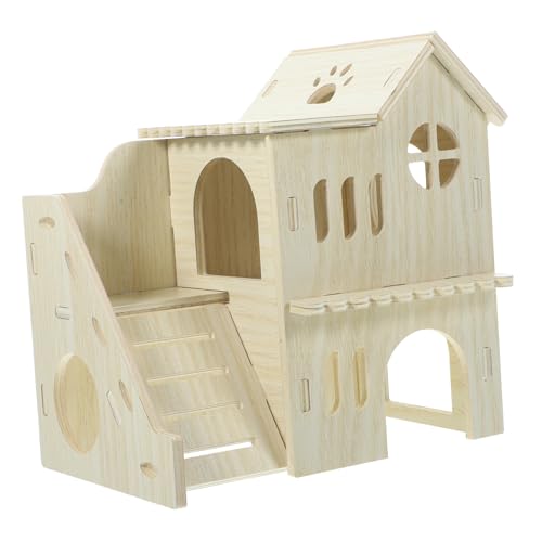 TOYANDONA Holzhaus für Kleine Nager mit Rampe Mehrkammeriges Nagetierversteck aus Natürlichem Holz Geeignet als Hamster Meerschweinchen und Eichhörnchenhaus Sicherer Rückzugsort und TOYANDONA Holzhaus für Kleine Nager mit Rampe Mehrkammeriges Nagetierversteck aus Natürlichem Holz Geeignet als Hamster Meerschweinchen und Eichhörnchenhaus Sicherer Rückzugsort und von TOYANDONA