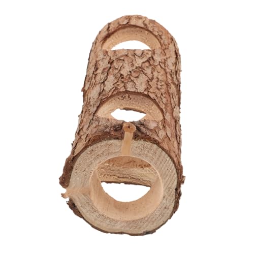 TOYANDONA Holztunnel Hamsterspielzeug aus Massivem Holz Kaubeständig Multifunktional für Hamster Meerschweinchen Kaninchen und Katzen Natürlicher Nagerversteck und Kuscheltunnel für von TOYANDONA