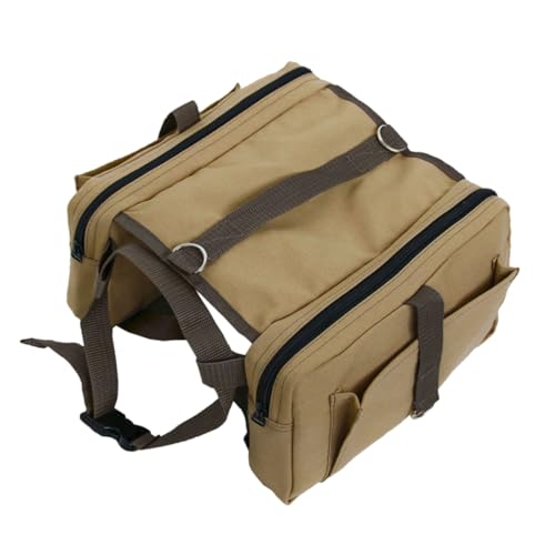 TOYANDONA Hunde Rucksack für Reisen Tragbarer Verstellbarer Rucksack aus Strapazierfähigem Wasserdichtem Canvas mit Seitentaschen für Snacks und Zubehör für Camping und Wandern Khaki von TOYANDONA